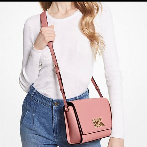 K10 NWT Michael Kors Mimi Medium Leather Messenger Bag Primrose - Picture 6 of 6